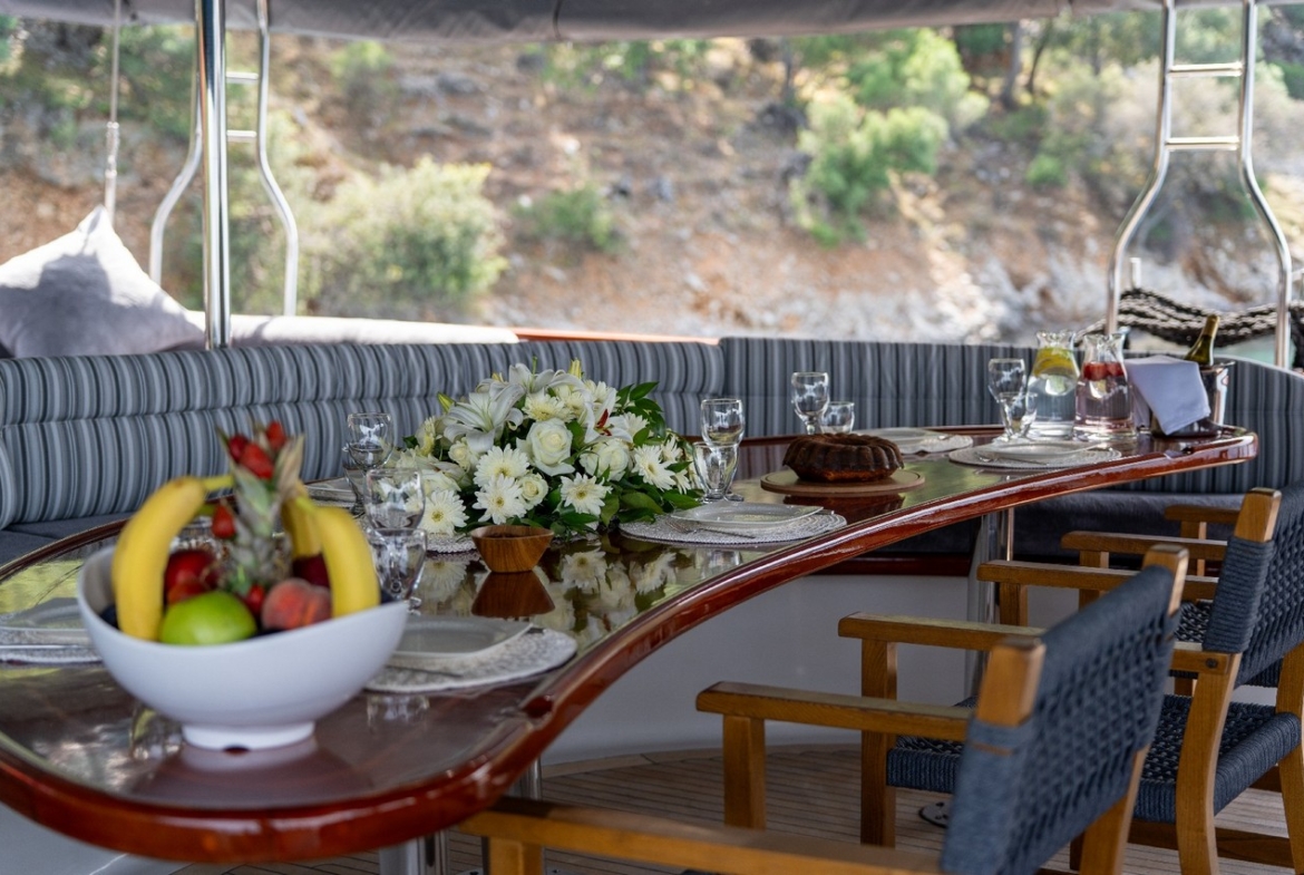 Berrak Su ile Marmaris çıkışlı haftalık lüks gulet kiralama. 6 kabin, 12 kişi kapasite, su sporları, özel güverte alanları ve profesyonel mürettebat.