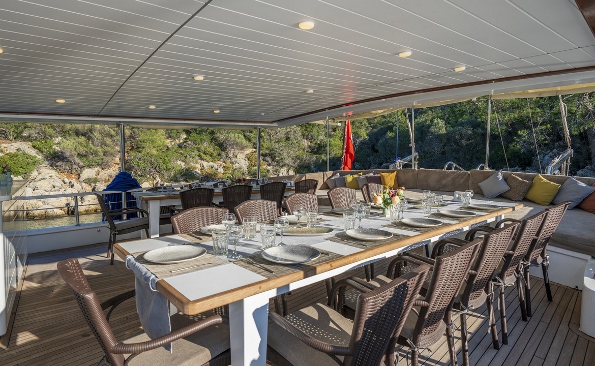 Holiday 5 gulet, 10 kabin ve 20 kişilik kapasitesiyle kalabalık gruplar için ideal mavi tur sunar. Güncel fiyatlar ve dahil hizmetler için Platin Yatçılık.