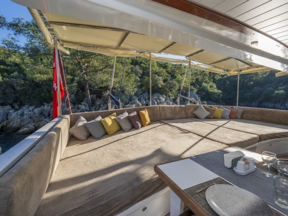 Holiday 5 gulet, 10 kabin ve 20 kişilik kapasitesiyle kalabalık gruplar için ideal mavi tur sunar. Güncel fiyatlar ve dahil hizmetler için Platin Yatçılık.