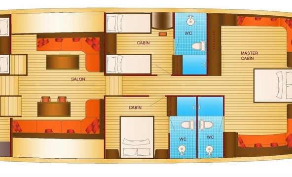Kayhan 4, Fethiye çıkışlı 5 kabinli lüks gulet ile 10 kişilik özel mavi yolculuk deneyimi sunuyor.