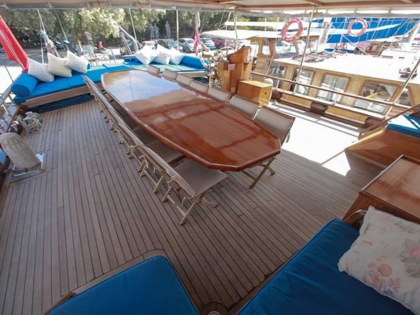 28 metre Sultan A Gulet ile Türkiye’de özel mavi yolculuk. 8 kabin, 16 kişi kapasite, profesyonel ekip ve konforlu yaşam alanları.