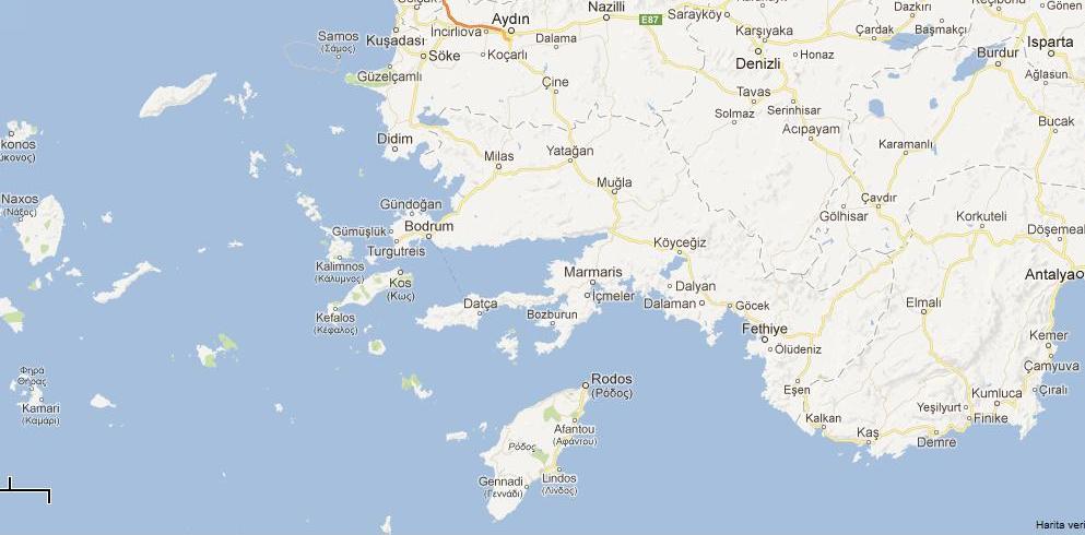 Bodrum Mavi Tur Haritası