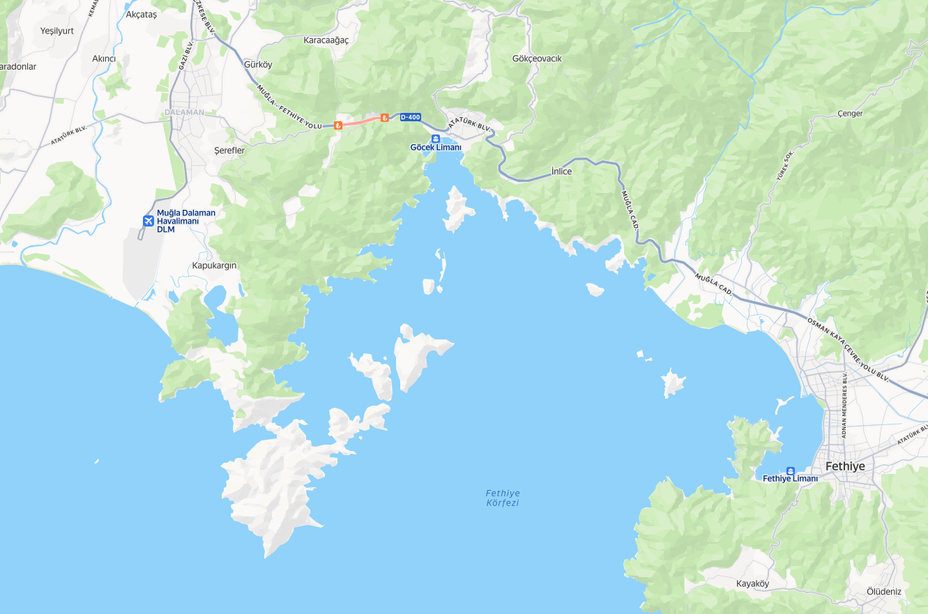 Göcek yat kiralama haritası